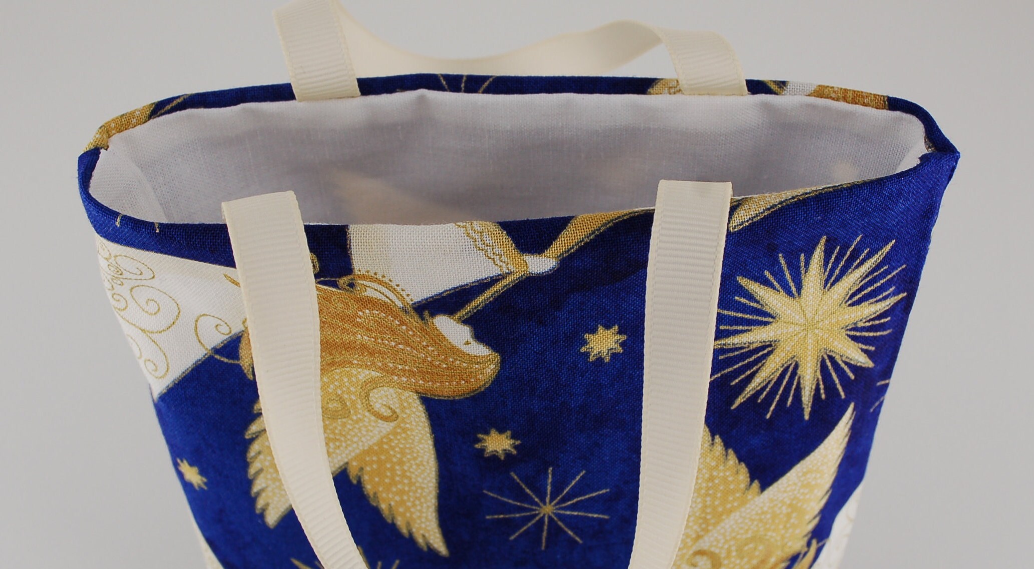 Christmas Angels Gift Bag-Cloth-Handmade-Draw String Bag 