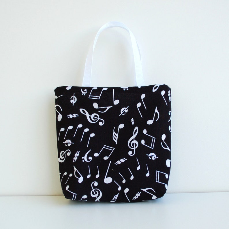 Music Fabric Gift Bag Musical Notes on Black Etsy