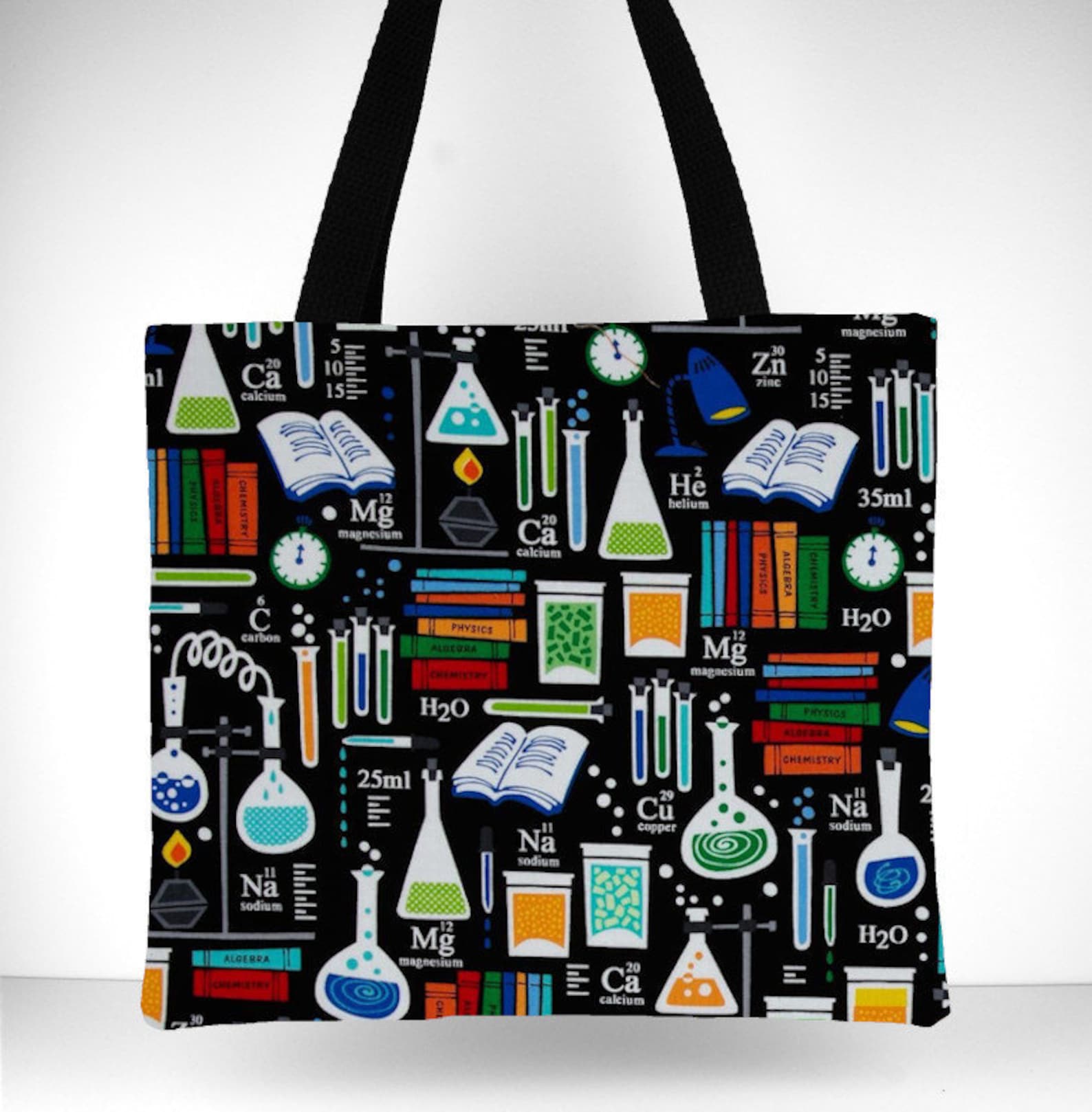 Science Tote Bag Chemistry Lab on Black Etsy