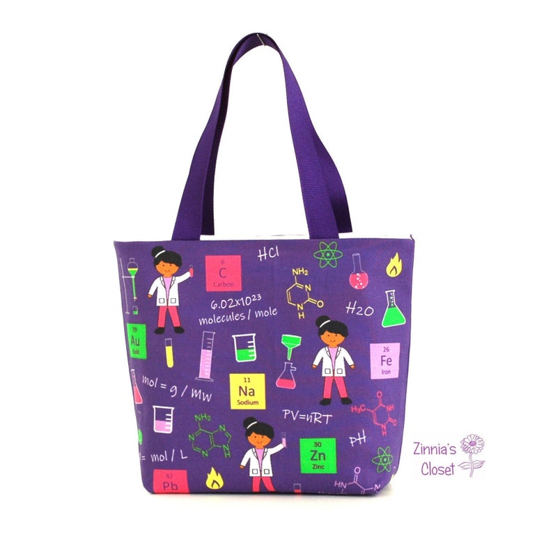 Chemistry Science Fabric Gift Bag Custom Fabric Design by ZinniasCloset Girl Scientists