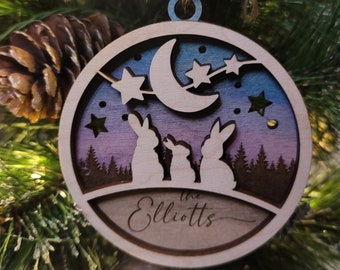 Bunny Family Christmas Ornament, Personalized Ornament, Family Ornament, Rabbit Ornament, Christmas Decor