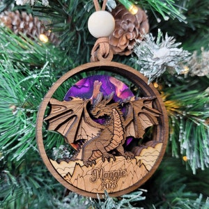 3D Marquetry Dragon Ornament: Handcrafted Wood Art