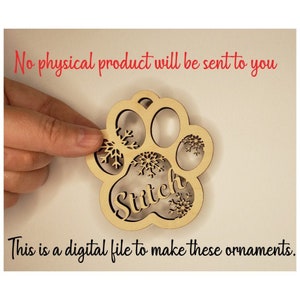 Puppy Paw Snowflake Digital Ornament SVG for Christmas and Laser Cutting