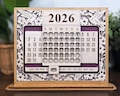 Perpetual Desk Calendar Handmade Laser Cut Wood Slider Calendar Home Decor Dry Erase Year Engraved