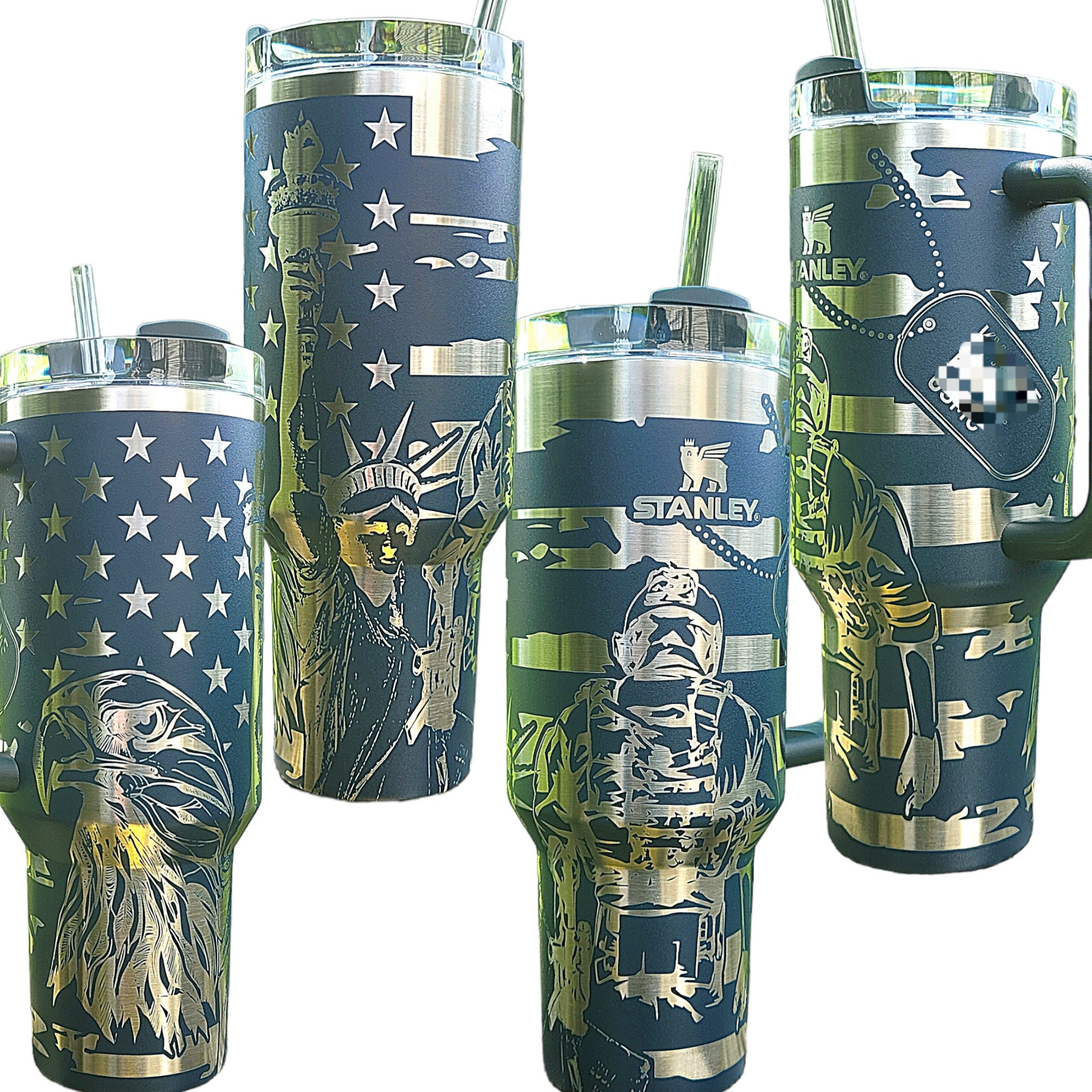 Patriot Liberty Tumbler, Military Engraved Stanley, Liberty Design,  American Flag Stanley, Eagle Stanley, Statue of Liberty Stanley (Twilight  H2.0