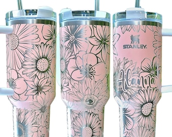 Wildflower Stanley, Wild Flower Stanley, 40 oz Tumbler, Engraved Stanley, Quencher H2.0, Sunflower Stanley, Flowers Stanley, Floral Tumbler