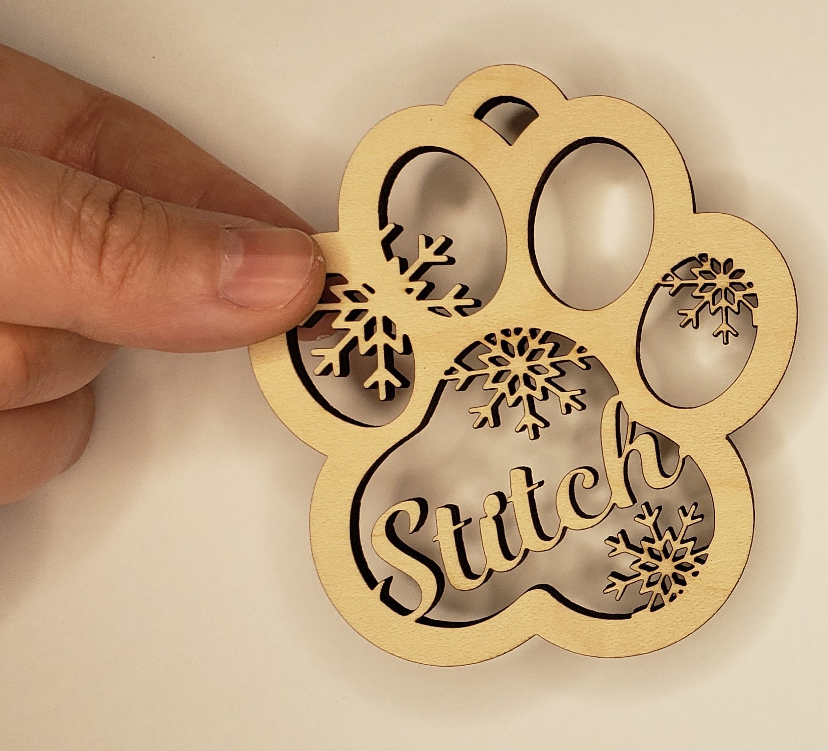 Christmas Wood Dog Ornament Snowflake Paw Print Ornament3d Etsy