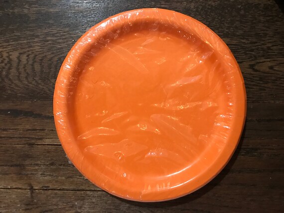 orange and black paper plates