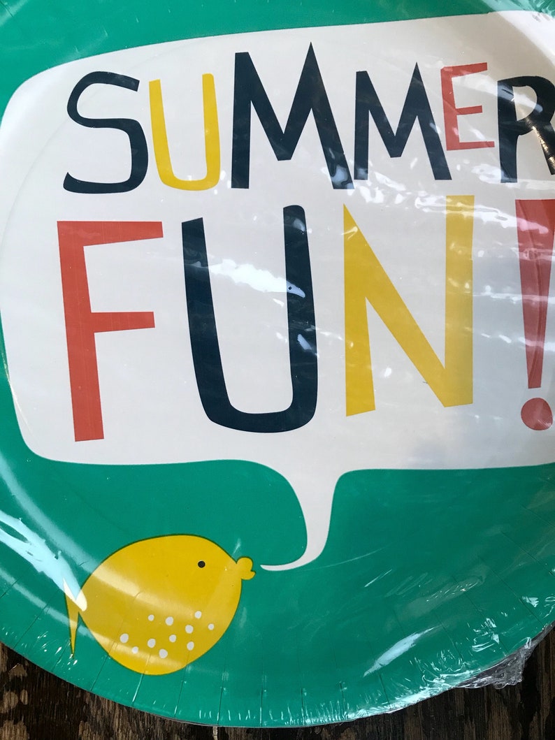 Summer Fun Large Dinner Paper Plates 8 count