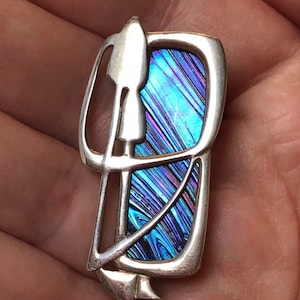 Pat Cheney Brooch John Ditchfield Brooch Collaboration 925 Silver Brooch Iridescent Glass Brooch Chene D Glas Collection? Vintage Brooch
