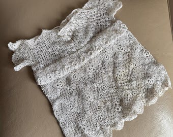 Vestido de muñeca vintage de encaje de crochet francés: Rayón de los años 50