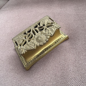 Stamp Box Stamp Holder Vintage Stamp Box Brass Stamp Box Art Nouveau Stamp Box Antique Stamp Box Stationery Desk Letter Writing