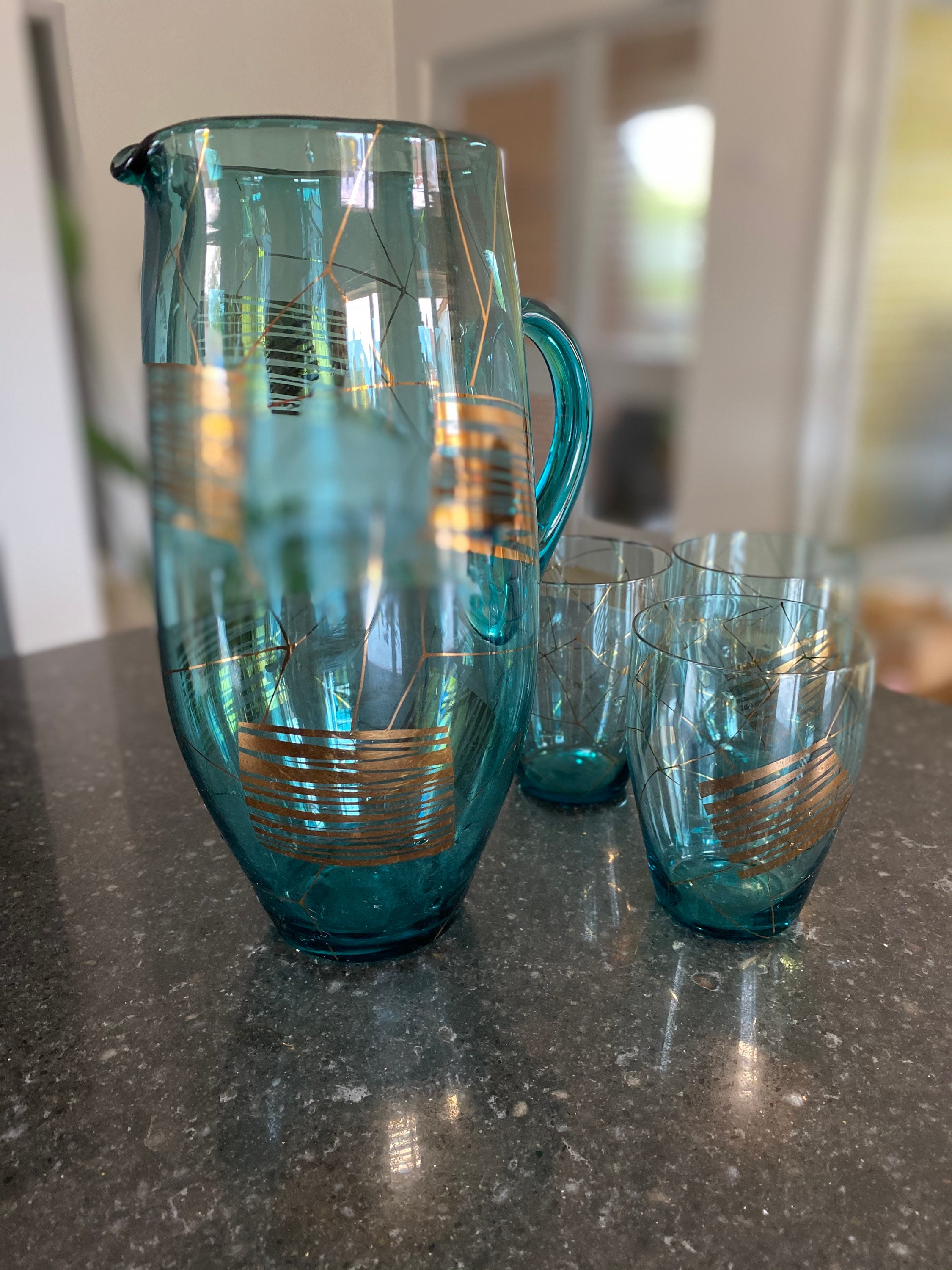 Blue Ombre Pitcher and Cups – Tea + Linen