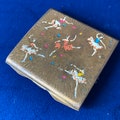 Vintage Stratton Square Powder Compact: 1950s Enamel Skating Design