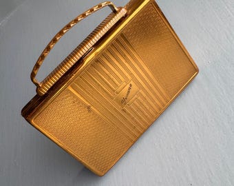 MASCOT 真鍮ハンドバッグ型パウダーコンパクト、キプロス地図付き