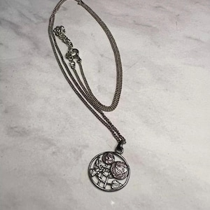 Vintage Guilloche Enamel Silver Necklace Vintage Silver Pendant and Chain Necklace Silver Enamel Jewelry Silver Rose Pendant Flower Pendant