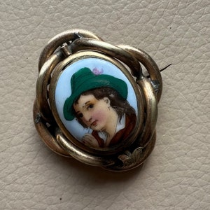 Antique Brooch Miniature Portrait Brooch Welsh Lady Brooch Antique Locket  Brooch Pendant Swivel Locket Antique Jewellery C Clasp 1880s