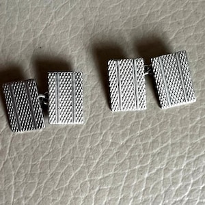 Vintage Cufflinks 1930s Cufflinks Rectangular Cufflinks Oblong Cufflinks Etched Cufflinks Link Cufflinks Chain Cufflinks 1940s Cufflinks