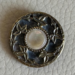Antique Button Victorian Button Georgian Button  19th Century Button Ivy Leaf Button 1800s Mother of Pearl Button Large Button Brass Button