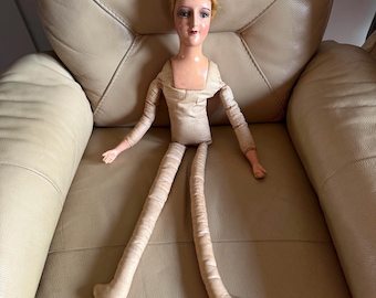 美しく珍しいブドワール人形 / アンティークフランス人形 / 淡いピンク