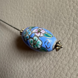 Vintage Hatpin Ceramic Hatpin Floral Hatpin 1930s Hatpin Flower Hatpin Blue Hat Pin Porcelain Hatpin China Hatpin 1940s Hatpin 1950s Hatpin