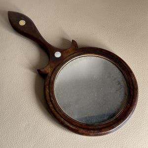Antique Hand Mirror Inlaid Wood Mirror Vanity Mirror 19th Century Mirror Double Sided Mirror Antique Magnifying Mirror Mother of Pearl