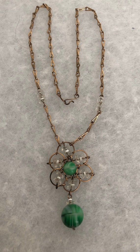 古代ガラスネックレス　ガラスネックレス　ネックレス　古代ガラス　NO 1 1930年代 ガラスビーズ ロング ネックレス（1930's Glass Beads