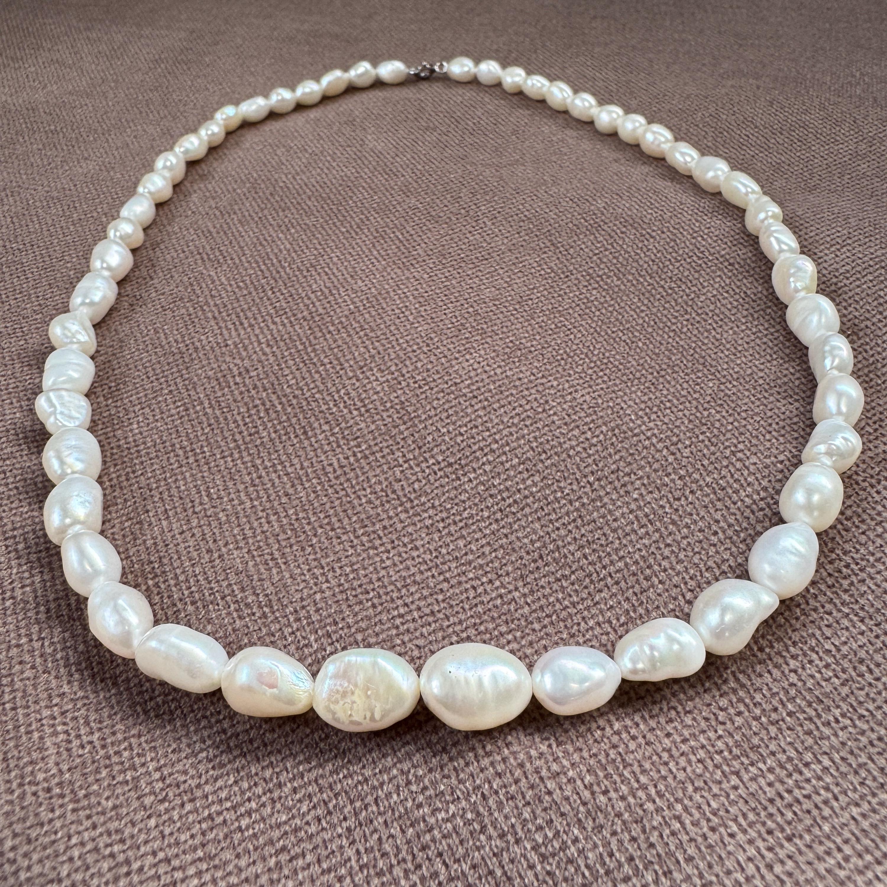 Vintage Baroque Pearl Necklace: 925 Silver Clasp, 18inch - Etsy Israel