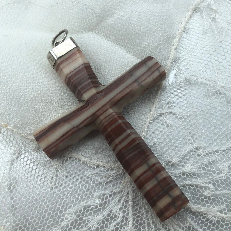 Antique Agate Cross 900 coin silver crucifix 1850s Cross 1840s Crucifix Silver Mounted Cross Carved Agate 19th Century Pendant Jewelry