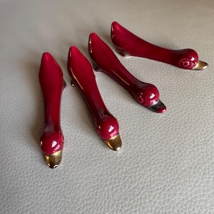 Vintage French Knife Rests Set 4 Knife Rests 1970s Knife Rests Duck Knife Rests Cutlery Stands Wedding Cake Knife Rests Burgundy Ceramic