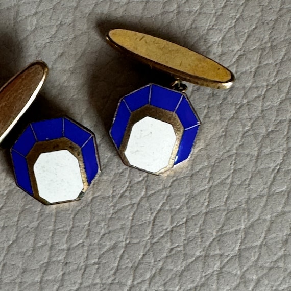 antique enamel cufflinks mens cufflinks antique c… - image 2