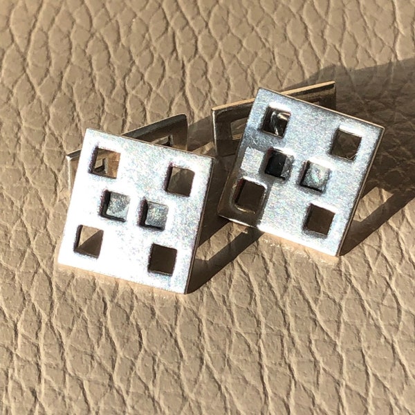 Silver Cufflinks Kit Heath Cufflinks Vintage 1990s 1994 925 Silver Square Cufflinks Designer Cufflinks Link Cufflinks Chain Mens