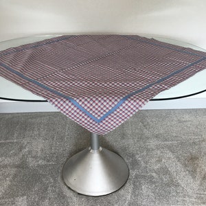 Vintage Tablecloth 1950s Table Cover Blue Cotton Check Table Cloth Square Tablecloth Vintage Table Cover Red Check Blue Check