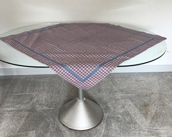 1950s Vintage Cotton Tablecloth: Red White Blue Check, 88.5cm Square
