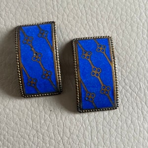 Antique Buckles Antique Pair Shoe Buckles Cloisonné Enamel Buckles Art Deco Buckles Blue Enamel Buckles Edwardian 1910s 1920s Old Vintage