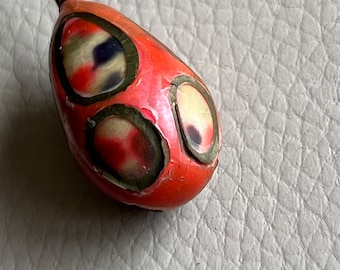 Antique Dyed Shell Hatpin: Teardrop Lacquered Pin, 1910s-1920s