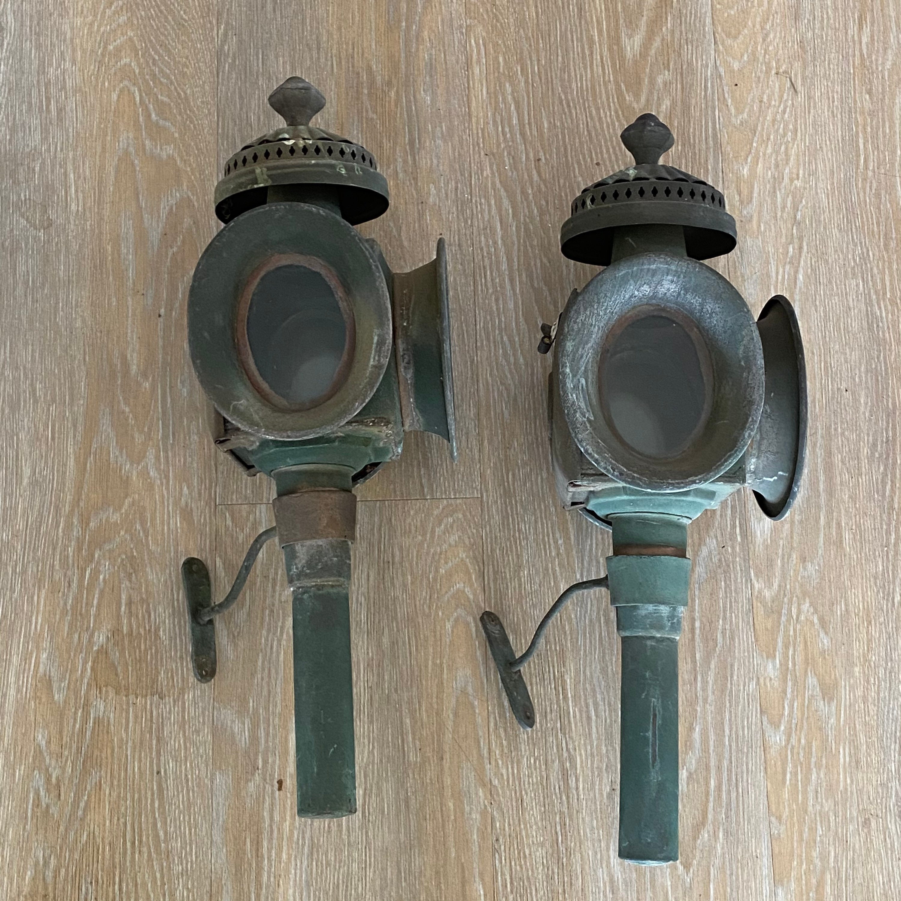 Antique Pair Carriage Lamps Antique French Coach Lamps Copper Etsy