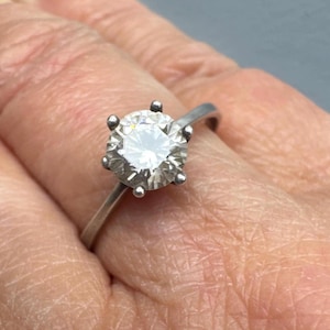 Solitaire Silver Ring Vintage Silver Ring 925 Silver Ring Vintage Jewellery CZ Ring Cubic Zirconia Silver Ring UK Size R US Size 8.75