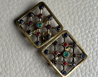 1920s Buckle Antique Glass Buckle Paste Buckle Geometric Glass Buckle Dress Embellishment Dress Buckle Vintage Buckle 1930