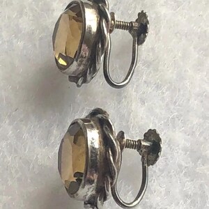 vintage screw back earrings 1940s earrings 1950s earrings vintage earrings vintage silver earrings citrine paste earrings bridal earrings