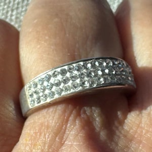 Vintage 925 Silver Pave Diamond Ring - Size US 8.5