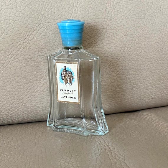 1950s Yardley Lavender Perfume Bottle: Vintage Glass Scent, original label