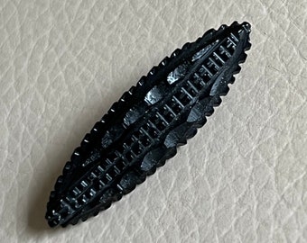 Antique Jet Bar Brooch Black Mourning Brooch Memorial Pin Edwardian Victorian Jet Brooch  1900s 1910s Carved Jet Polished Jet Gothic Look