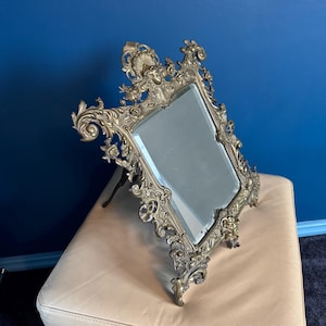Antique French Mirror Antique Mirror Freestanding Mirror Brass Mirror Bevelled Mirror Distressed Mirror Dressing Table Mirror Art Nouveau