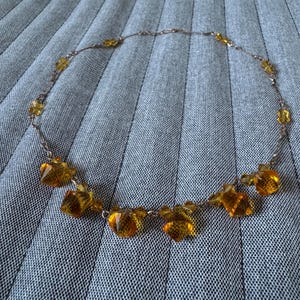 Antique Necklace 1920s Necklace Dropper Necklace Art Deco Necklace Bronze Glass Necklace 1930s Necklace Pendant Necklace 17inch Necklace