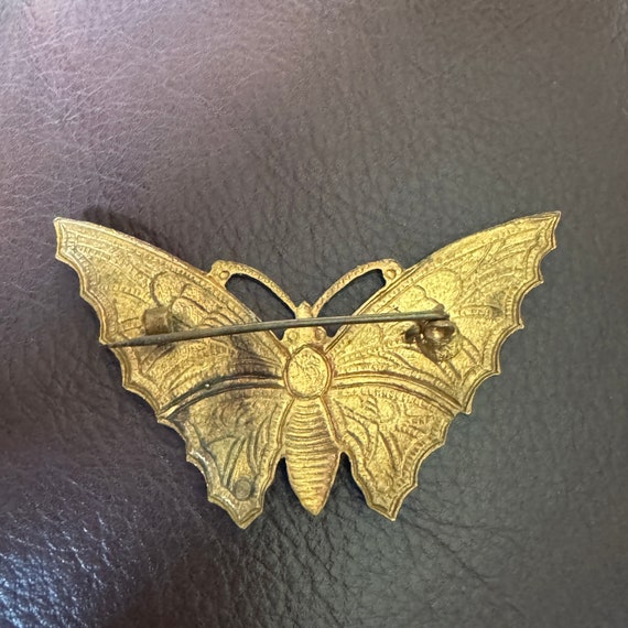 Antique Enamel Brooch Butterfly Brooch Guilloche … - image 5