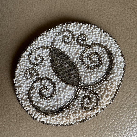 Antique Beaded Purse Mirror Case: 1920s Art Deco Style
