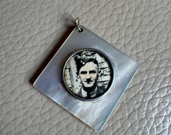 Vintage Pendant Vintage Photo Pendant WW2 Pendant 1940s Picture Pendant 1930s Sweetheart Pendant Mother of Pearl Pendant Tinted Photo