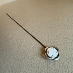 Antique Silver Hatpin 935 Silver Hatpin Antique Guilloche Enamel Silver Hatpin Antique Hatpin Floral Hatpin Hinged Hatpin Very Long Hatpin