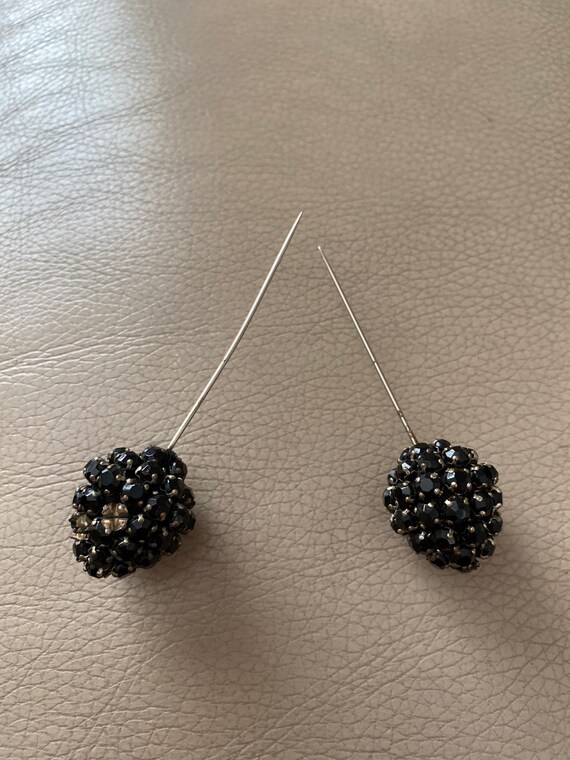 Antique Pair Hatpins Black Glass Hat Pins Mourning Ha… Gem